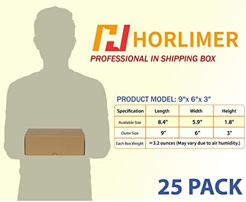 HORLIMER 9x6x3 inches Shipping Boxes Set of 25, Brown Corrugated Cardboard Box Literature Mailer - Image 2