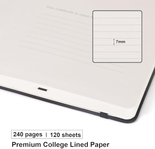 Comix Lined Journal Notebook for Work, 240 Pages, 5.5" x 8.3", Black - Image 3