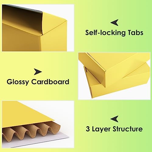 PHAREGE 20 Pack 12x9x4 in Cardboard Shipping Boxes, Lemon Yellow Gift Box - Image 4