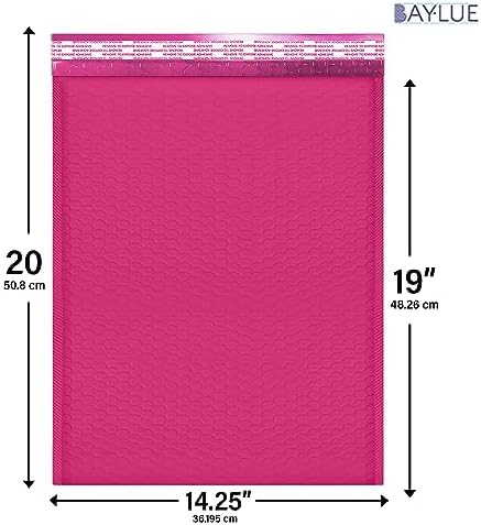 Hot Pink Bubble Mailers 14.25x20, Poly Padded Envelopes #7, 50 Pack - Image 2