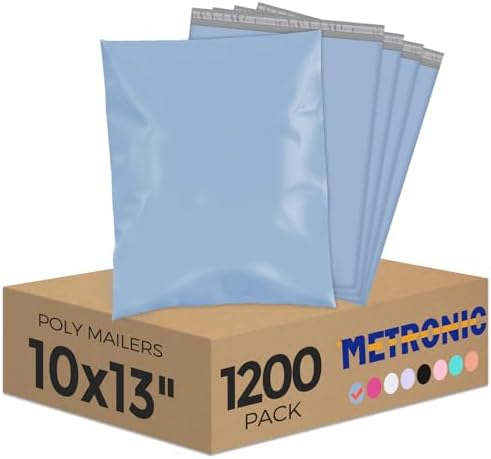 Metronic Poly Mailers 10x13 1200 Pack, Small Shipping Bags for Clothing with Strong Adhesive, Shipping Envelopes Mailers Poly Bags for Small Businesses, Waterproof Packages Bags Blue by METRONIC