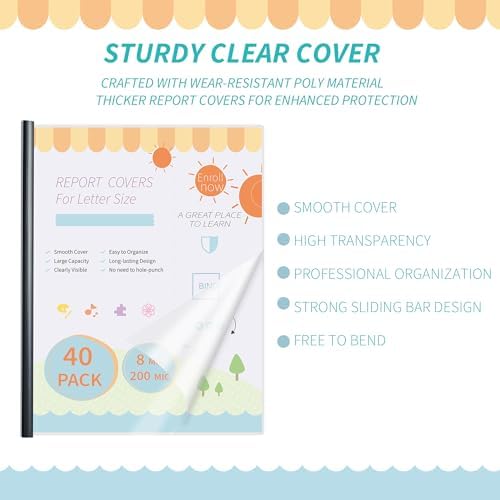 Heavyduty Clear Report Covers with Sliding Bars, 70 Sheet Capacity, 40 Pack - Image 3