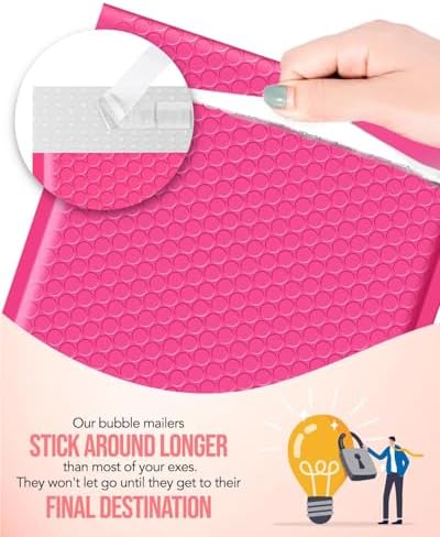 GSSUSA Pink Bubble Mailers 10.5x16" 250 Pack Padded Envelopes Self Seal - Image 4