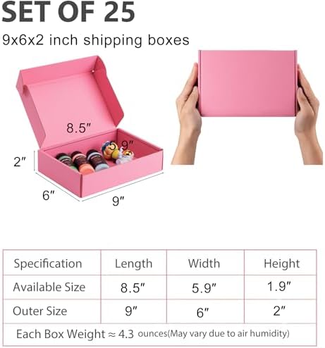 9x6x2 inch Pink Shipping Boxes for Small Business- Set of 25 - Image 2