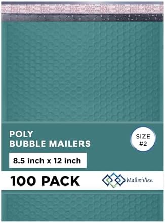 Green Bubble Mailers 8.5x12, Self Seal Poly Padded Envelopes #2, 100 Pack by MAILERVIEW