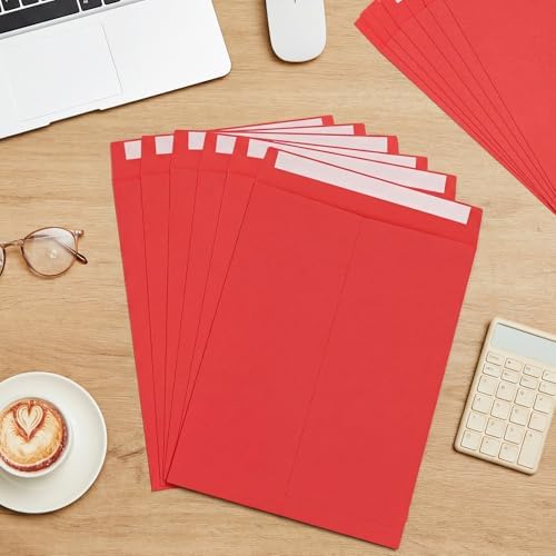 100 Pcs 9'' x 12'' Catalog Envelopes Self Adhesive Manila, Red - Image 4