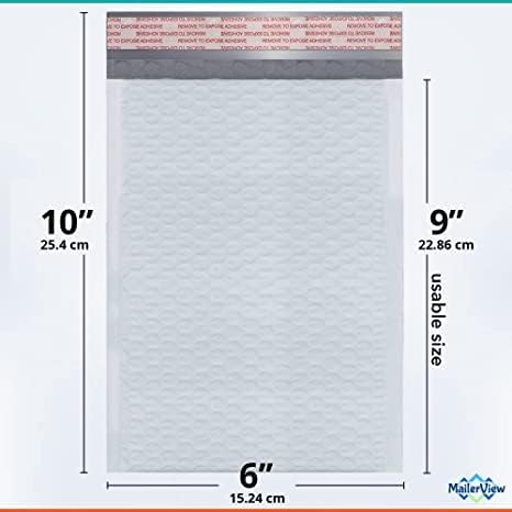 Bubble Mailers 6x10, Self Seal Poly Padded Envelopes #0, 250 Pack Bulk - Image 3