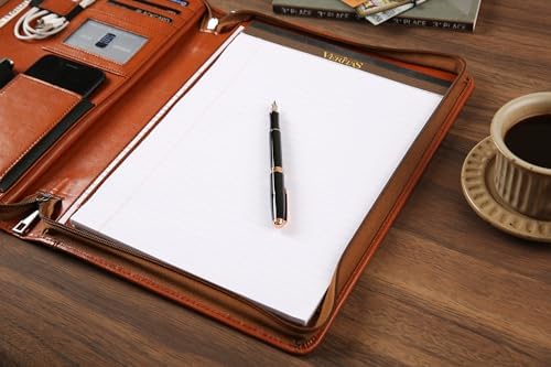 DUKE&COW Personalized Vegan Leather Portfolio for Men, Brown, A4 Writing Pad Holder Organizer - Image 7