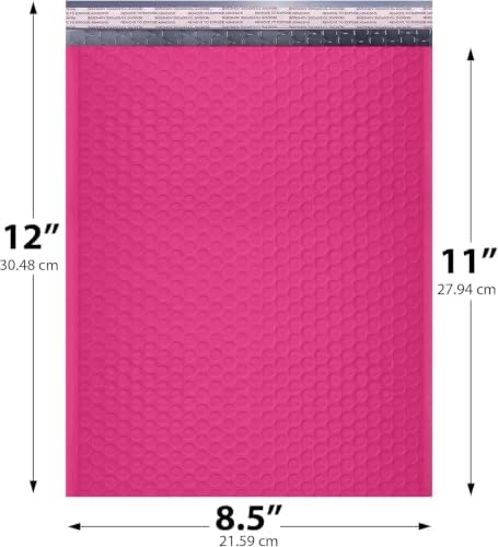 Hot Pink Bubble Mailers 8.5x12, Poly Padded Envelopes #2, 300 Pack - Image 2