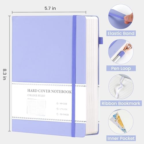 CAGIE Journal Notebook for Women Men Leather Journaling Diary Daily, Purple - Image 3