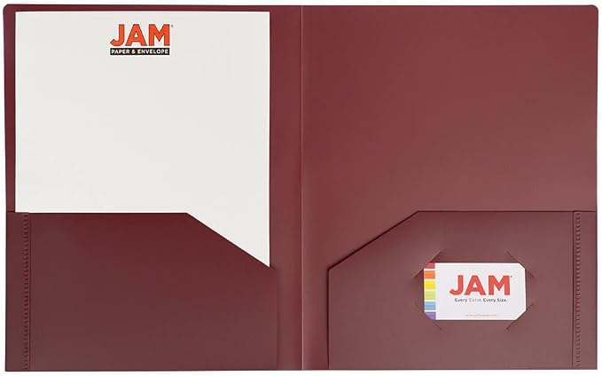 JAM PAPER Heavy Duty Plastic 2 Pocket Extra Tough School Folders - Burgundy - 12/Pack - Image 4