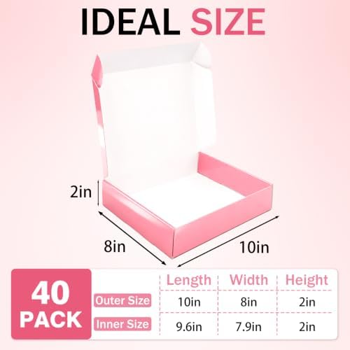10x8x2 in Shipping Boxes 40 Pack, Glossy Pink Corrugated Cardboard Boxes for Shipping Small Business - Image 2
