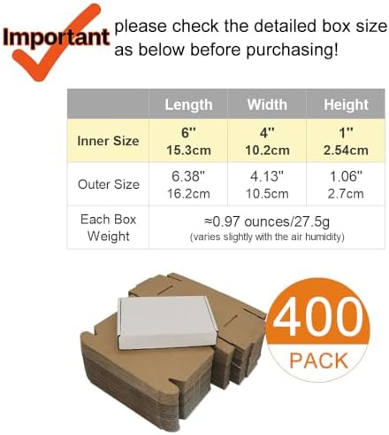 400 Pack 6x4x1'' Small Shipping Boxes, Corrugated Cardboard Mailers for Business, White (CM641-400) - Image 2