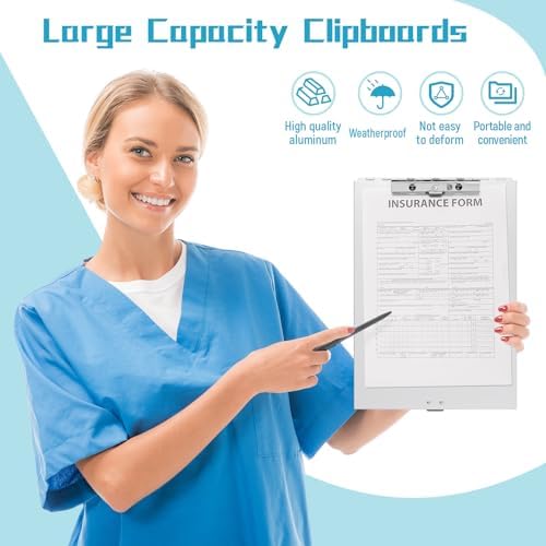 Seajan Aluminum Clipboard with Storage Metal Clip Board Folder Letter Size Form Holder Portfolio Clipboard Binder Clip Posse Box for Nurse Police Office Stationery Items 14 x 9.2 x 2 Inches (1 Pcs) - Image 7