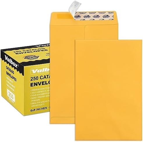 ValBox 6x9 Self Seal Catalog Security Envelopes 250 Count Small Brown Kraft Envelopes for Mailing, Storage and Organizing by ValBox