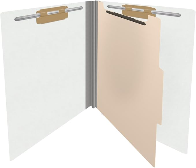Ecom Folders Heavy Duty Top Tab Classification Folders | Letter Size 18 Pt Stock with 1 Divider | 2/5 Cut Right Position Tab for Medical, Legal and Office Documents | White, Box of 10 - Image 4