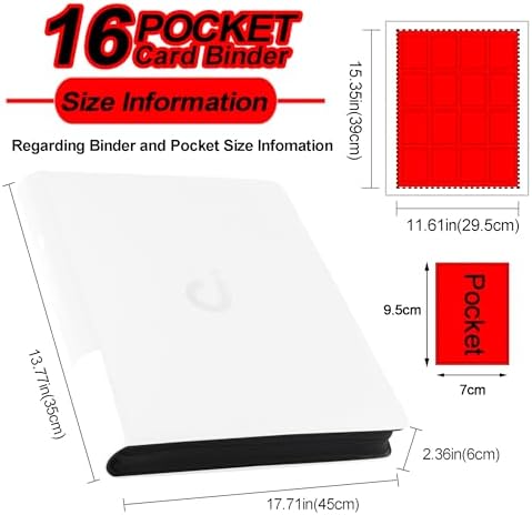 Premium Card Binder 16 Pocket - Fits 1600 Cards，4X4 Ringless Card Album with Sleeves for Trading Cards & Sports Cards（Model C，Classic White） - Image 6