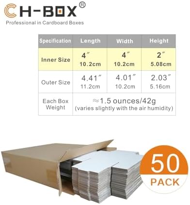 50 Pack 4x4x2'' Small Shipping Boxes, Corrugated Cardboard Mailers for Business, White (CM442) - Image 3