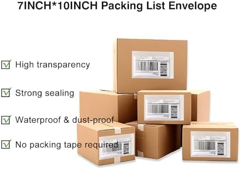1000 Pcs 7'' x 10'' Clear Packing List Envelopes Adhesive Shipping Label Pouch, Shipping Document envelopes, Clear Face - Image 2