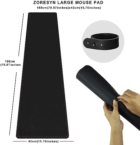 ZORESYN PU Leather Desk Mat 70.9 "x15.8 Black - Image 2