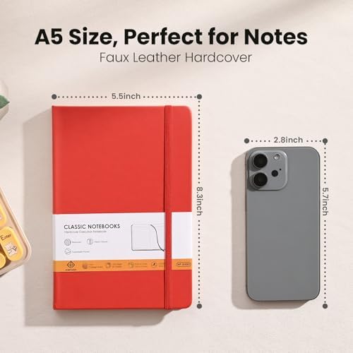 Lined Notebook Journals for Writing 5.5 x 8.2 inches, 160 Pages A5 Size with Expandable Pocket, Hardcover Notebooks for Work, 100GSM Paper (Assorted 8 Colors) - Image 2
