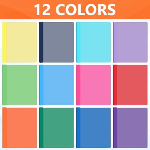 Feifeiya 72 Pack Plastic Report Covers with 3 Prongs Presentation Folders Bulk, 100 Sheet Capacity, Clear Front Report Covers for Presentation Document Paper School Office Supplies (Colorful) - Image 4