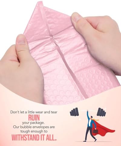GSSUSA Light Pink Bubble Mailers 6x10" 100 Pack Padded Envelope - Image 6