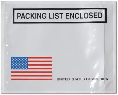 PSBM Bulk 1000 Pack 4 1/2" x 5 1/2" Back Loading Packing List Envelopes, Self-Adhesive USA Panel for E-Commerce Orders by PackagingSuppliesbymail
