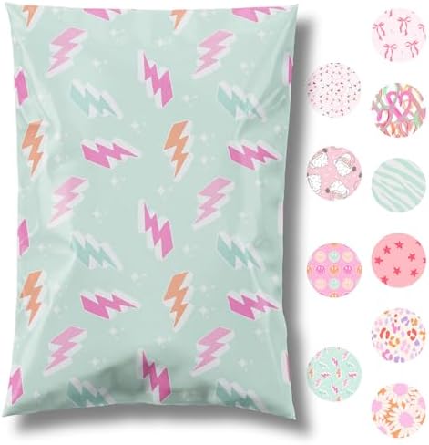 Pretty Package Store Poly Mailers 6x9, Lightning Bolt, 100 Pack by PrettyPackageStore