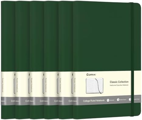 Comix 6 Pack Lined Journal Notebooks for Work, 240 Pages, 5.5"x8.3" by Comix