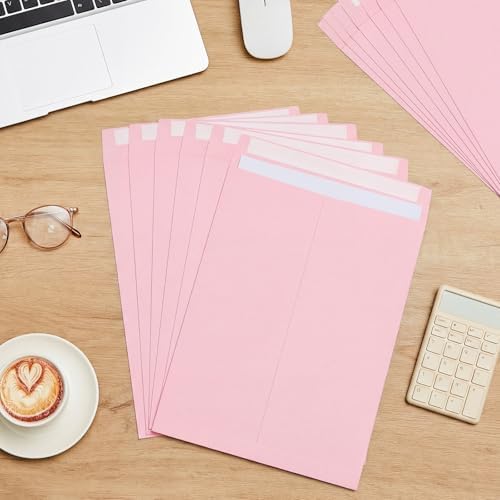 100 Pcs 9'' x 12'' Catalog Envelopes Self Adhesive Manila, Pink - Image 4
