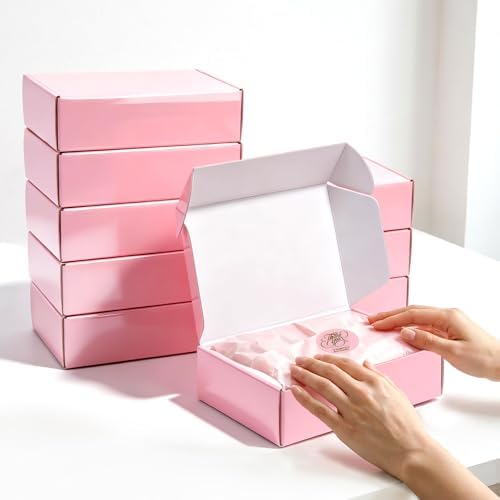 7"x5"x2" Glossy Pink Shipping Boxes, 50 Pack Corrugated Cardboard Mailing Boxes for Small Business Packaging, Shipping Phone Cases, Stationery - Image 4