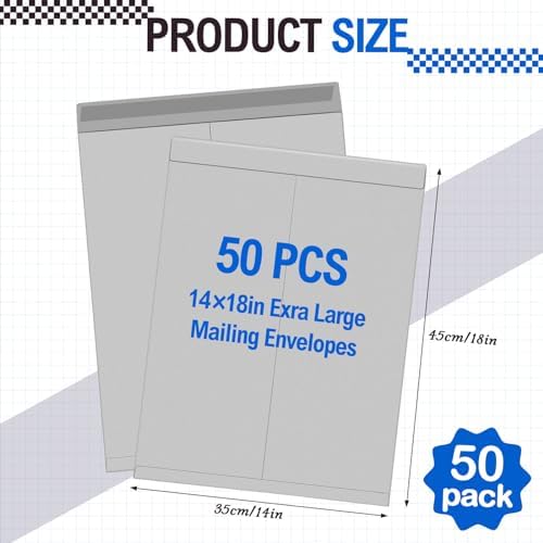 Motipuns 50 Pcs 14'' x 18'' Large Mailing Envelopes 32lb with Gummed Flaps - Image 2