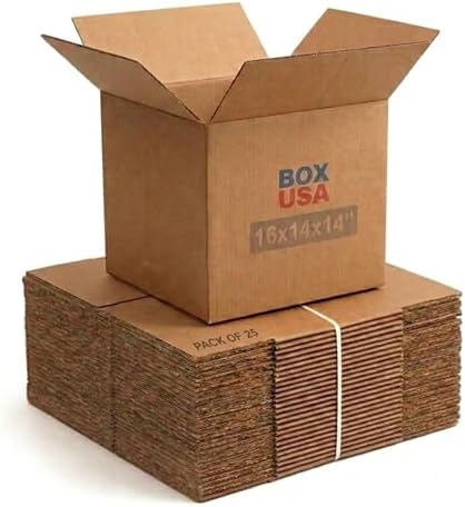 BOX USA Shipping Boxes 16"L x 14"W x 14"H, 25-Pack Medium Corrugated Cardboard Boxes for Shipping, Mailing, Packing, Packaging and Storage by BOXUSA