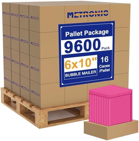 Metronic 9600 Pack Bubble Mailer 6x10 Inch Pink Padded Envelopes Bulk by METRONIC