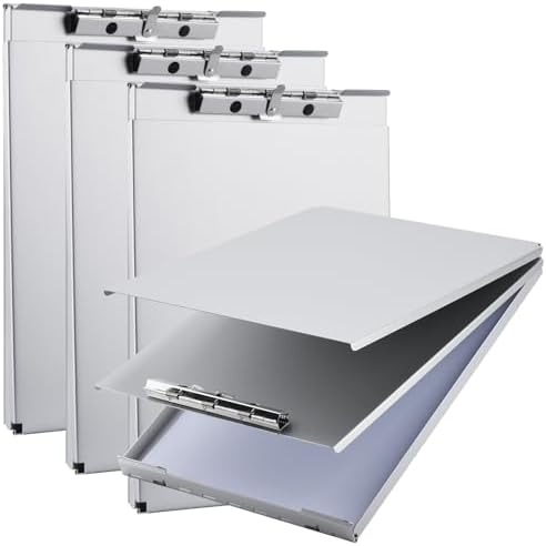 ZCZN Recycled Aluminum Storage Clipboard, Clipboard Box Set of 4, Form Holder, Suitable for School, Office, Jobsite or Medical Staff, Silver by ZCZN