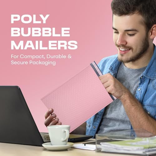 Light Pink Bubble Mailers 12.5x19.5 Poly Padded Envelopes #6 100 Pack - Image 4