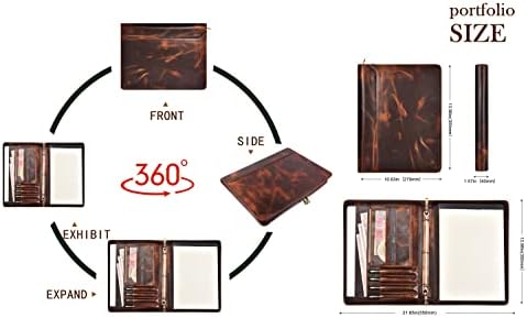 Personalized Genunie Leather Portfolio Binder, Customized Leather Portfolio for Men,Business Portfolio Organizer for A4 Size Notepad, Customized Gift - Image 5