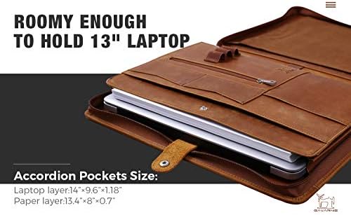 Genuine Leather Business Portfolio Padfolio Folder with Zipper for Men, Men's Leather Padfolio Folder for 13" Laptop, Business Portfolio for Letter Size Notepad, Graduation Gift，Brown - Image 4
