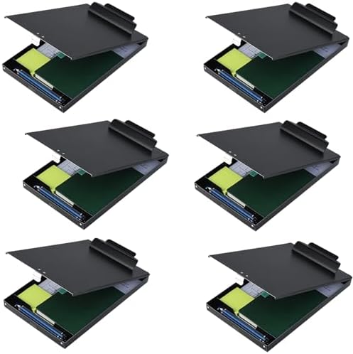 ZCZN Aluminum Clipboard with Storage, 6 Pack Recycled Metal Clipboard Box, Form Holder, Suitable for School, Office, Jobsite or Medical Staff, 9.25 x 13.78 Inches, Black by ZCZN