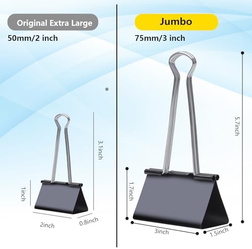 Ufmarine Jumbo Binder Clips 3 inch (6 Pcs), Extra Large Binder Clips Giant for Office Supplies - Image 2