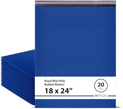 Royal Blue Bubble Mailers 18x23, Poly Padded Envelopes #9, 20 Pack by BAYLUE