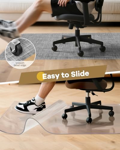 BesWin Office Chair Mat for Hard Floors, 36" x 48" Desk Computer Chair Mat for Wood/Tile Floors, Heavy Duty Non-Slip PVC Hard Floor Protector Mat Desk Rug for Office Home, Grey - Image 4