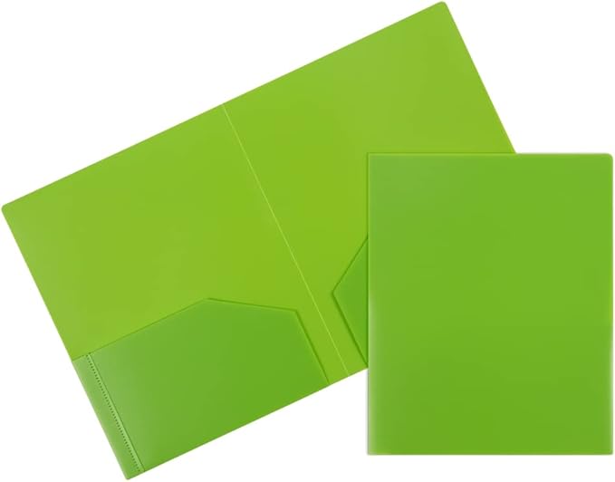 JAM PAPER Heavy Duty Plastic 2 Pocket Extra Tough School Folders - Lime Green - 6/Pack by JAMPaper