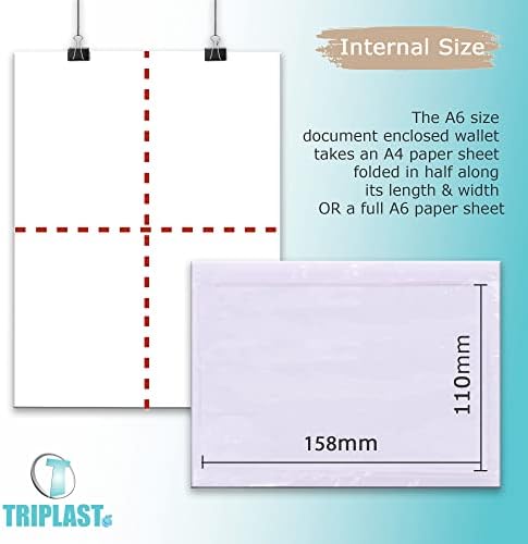 Triplast 3000 x A6 Plain Document Enclosed Wallet (158 x 110 mm) | Peel & Seal Clear Plastic Envelopes/Sleeves/Pockets/Wallets | Attach Invoices, Packing Lists & Delivery Notes to Parcels - Image 2