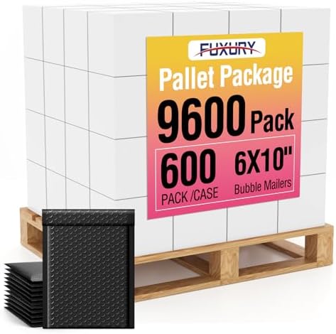 Fuxury Black Bubble Mailers 6x10" Full Pallet of Padded Envelopes 9600 Pack by Fuxury