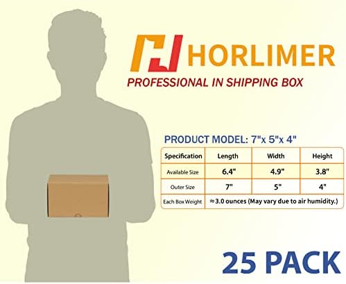 HORLIMER 7x5x4 inches Shipping Boxes Set of 25, Brown Corrugated Cardboard Box Literature Mailer - Image 2