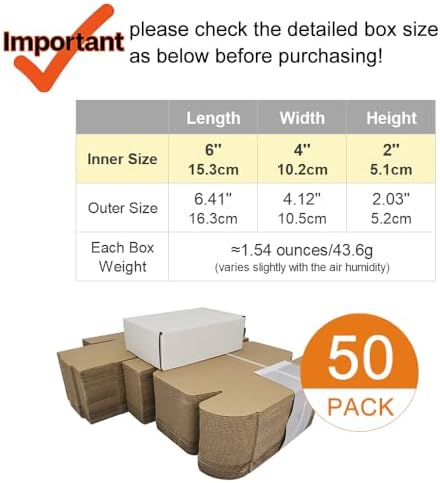 50 Pack 6x4x2'' Small Shipping Boxes, Corrugated Cardboard Mailers for Business, White (CM642) - Image 2