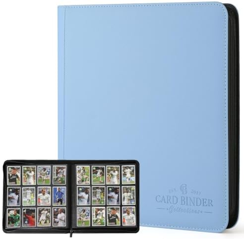 12-Pocket Business Card Binder holds 720 Cards, Premium Diamond Texture PU Leather Name Card Holder Organizer with Zipper, Black Sleeves Side Loading Card Book for Collectors by CARDBINDER