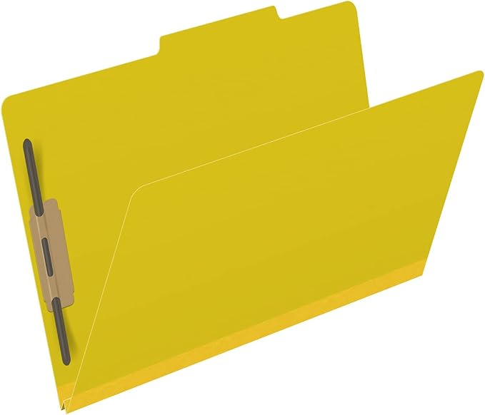 25 Pt. Pressboard Classification Folders, 2/5 Cut ROC Top Tab, Legal Size, No Dividers, Yellow (Box of 25) - Image 2